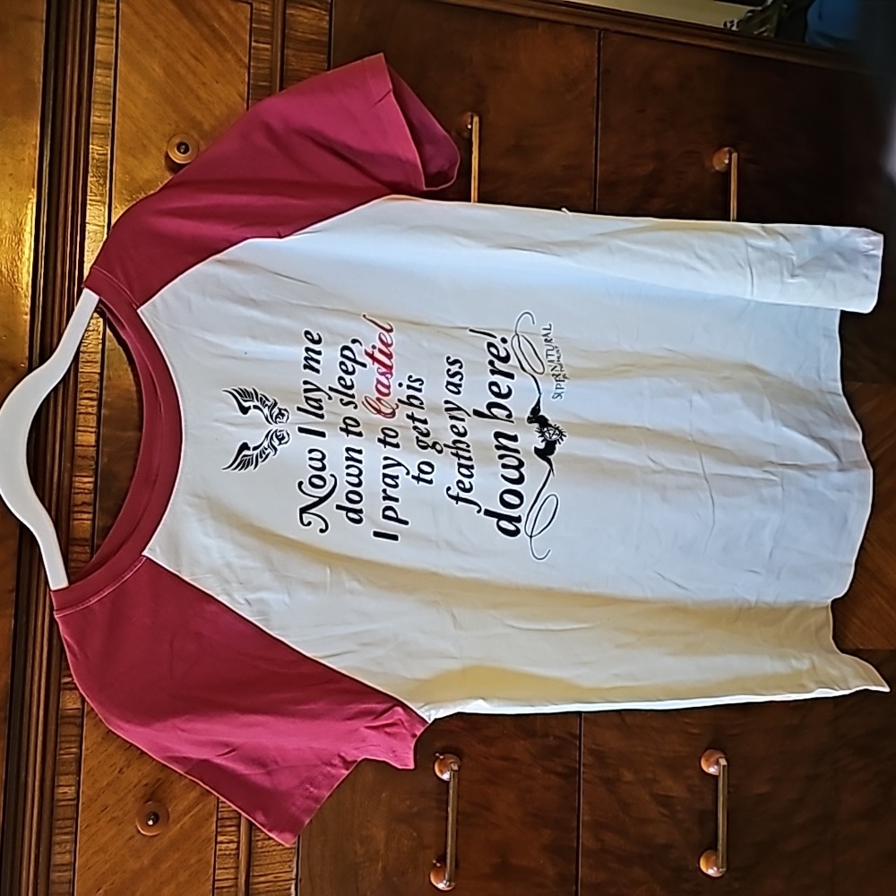 Supernatural Castiel raglan t-shirt red